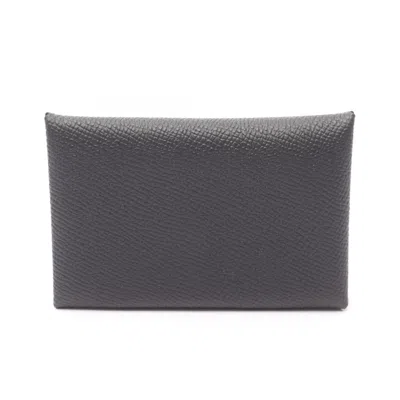Pre-owned Hermes Black Epsom Leather Coin Purse/coin Case ()
