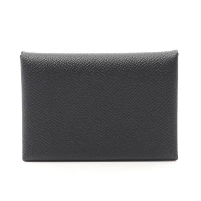 Pre-owned Hermes Black Epsom Leather Coin Purse/coin Case ()