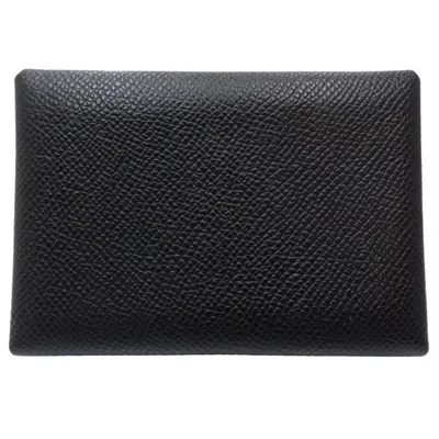 Pre-owned Hermes Black Epsom Leather Coin Purse/coin Case ()