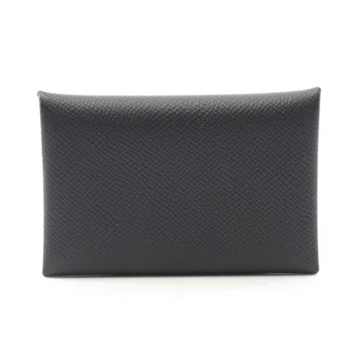 Pre-owned Hermes Black Epsom Leather Coin Purse/coin Case ()