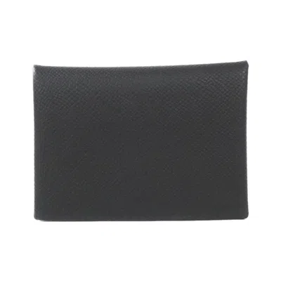 Pre-owned Hermes Black Epsom Leather Coin Purse/coin Case ()