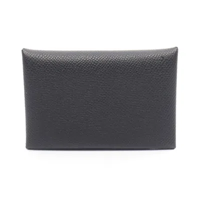 Pre-owned Hermes Black Epsom Leather Coin Purse/coin Case ()