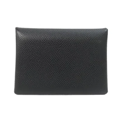 Pre-owned Hermes Black Epsom Leather Coin Purse/coin Case ()