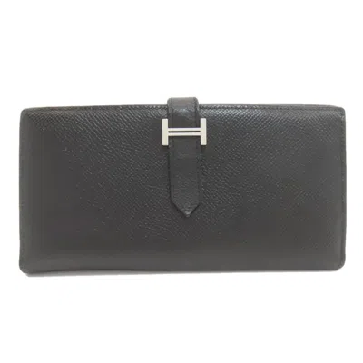 Pre-owned Hermes Black Epsom Leather Coin Purse/coin Case ()