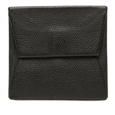 Pre-owned Hermes Black Epsom Leather Coin Purse/coin Case ()
