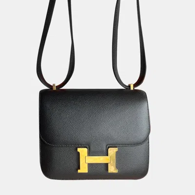 Pre-owned Hermes Black Epsom Leather Constance 19 Shoulder Bag