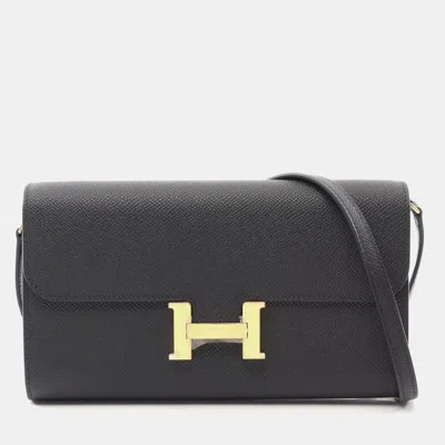 Pre-owned Hermes Black Epsom Leather Constance To Go Shoulder Bag