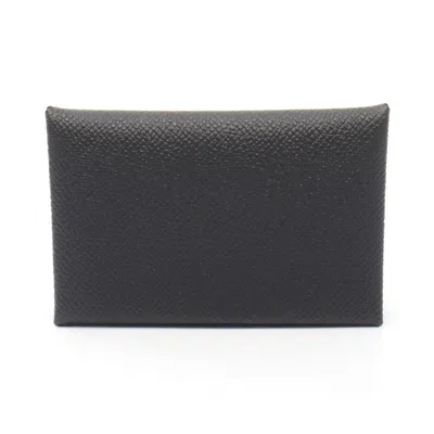 Pre-owned Hermes Black Epsom Leather Leather Coin Purse/coin Case ()