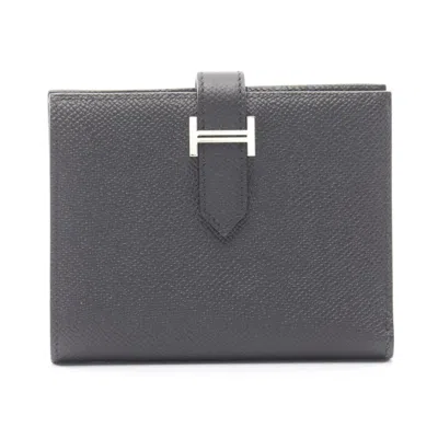 Pre-owned Hermes Black Epsom Leather Leather Wallet (bi-fold) ()