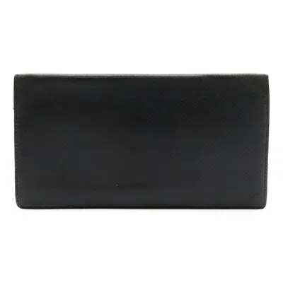 Pre-owned Hermes Black Epsom Leather Long Bill Wallet (bi-fold) ()