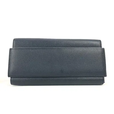 Pre-owned Hermes Black Epsom Leather Long Wallet (bi-fold) ()
