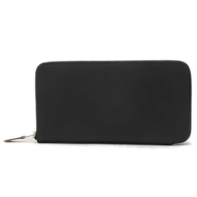 Pre-owned Hermes Black Epsom Leather Long Wallet (bi-fold) ()