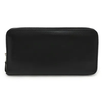 Pre-owned Hermes Black Epsom Leather Long Wallet (bi-fold) ()