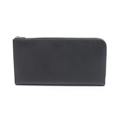 Pre-owned Hermes Black Epsom Leather Long Wallet (bi-fold) ()