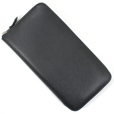 Pre-owned Hermes Black Epsom Leather Long Wallet (bi-fold) ()