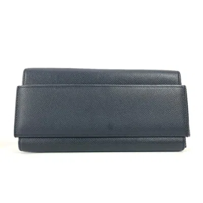 Pre-owned Hermes Black Epsom Leather Long Wallet (bi-fold) ()