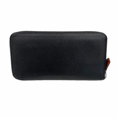 Pre-owned Hermes Black Epsom Leather Long Wallet (bi-fold) ()