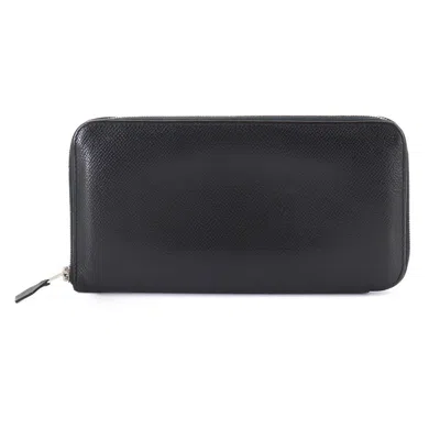 Pre-owned Hermes Black Epsom Leather Long Wallet (bi-fold) ()