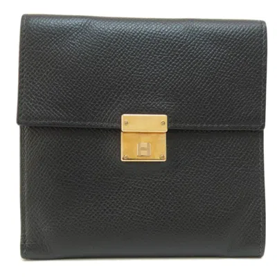 Pre-owned Hermes Black Epsom Leather Wallet (bi-fold) ()
