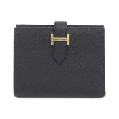 Pre-owned Hermes Black Epsom Leather Wallet (bi-fold) ()