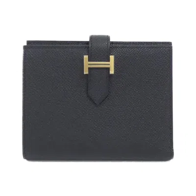 Pre-owned Hermes Black Epsom Leather Wallet (bi-fold) ()