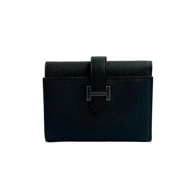 Pre-owned Hermes Black Epsom Leather Wallet (tri-fold) ()