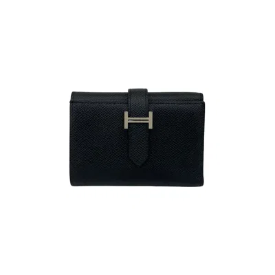 Pre-owned Hermes Black Epsom Leather Wallet (tri-fold) ()