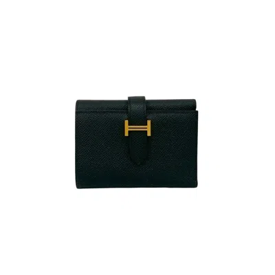 Pre-owned Hermes Black Epsom Leather Wallet (tri-fold) ()
