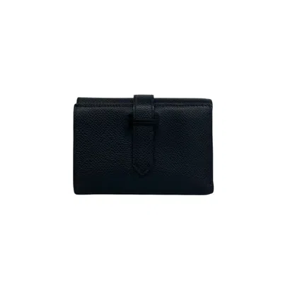 Pre-owned Hermes Black Epsom Leather Wallet (tri-fold) ()
