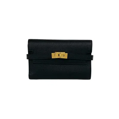 Pre-owned Hermes Black Epsom Leather Wallet (tri-fold) ()