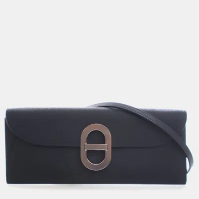 Pre-owned Hermes Black Epsom Maillon To Go Wallet
