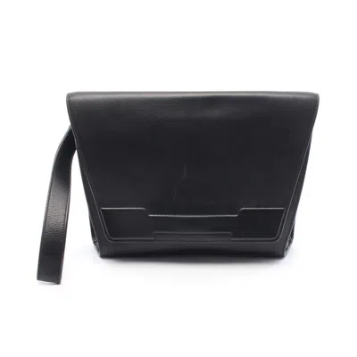 Pre-owned Hermes Black Evercalf Leather Clutch Bag ()