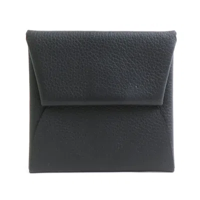Pre-owned Hermes Black Evercalf Leather Coin Purse/coin Case ()