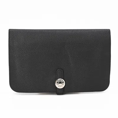 Pre-owned Hermes Black Evercalf Leather Wallet (bi-fold) ()