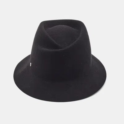 Pre-owned Hermes Hermès Black Felt Norah Fedora Hat S