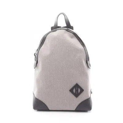 Pre-owned Hermes Black Gray Canvas Leather Backpack () In Multi