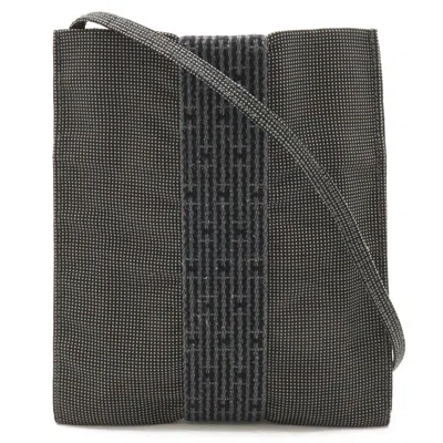 Pre-owned Hermes Black Gray Canvas Pochette Shoulder Bag ()