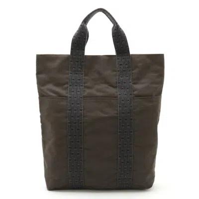Pre-owned Hermes Black Gray Canvas Tote Bag () In Black, Gray