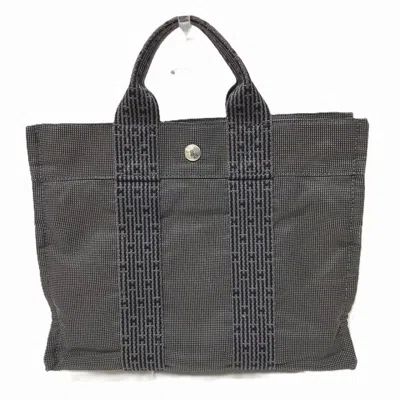 Pre-owned Hermes Black Gray Canvas Tote Bag () In Black, Gray