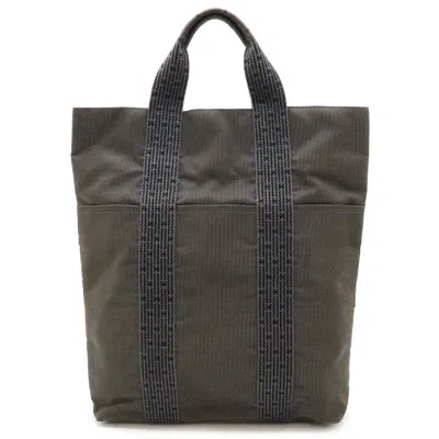 Pre-owned Hermes Black Gray Canvas Tote Bag () In Black, Gray
