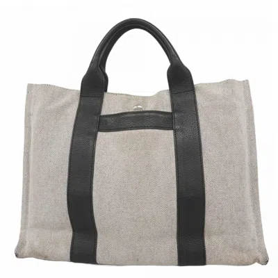Pre-owned Hermes Black Gray Canvas Tote Bag () In Multi