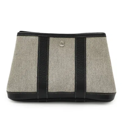 Pre-owned Hermes Black Gray Toile H Leather Tote Bag () In Multi