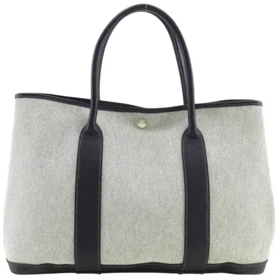 Pre-owned Hermes Black Gray White Toile H Tote Bag ()