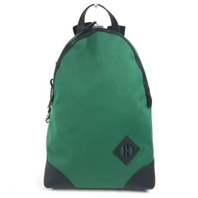 Pre-owned Hermes Black Green Canvas Leather Backpack ()