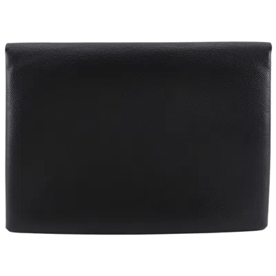 Pre-owned Hermes Black Green Epsom Leather Clutch Bag () In Black, Green