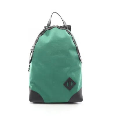 Pre-owned Hermes Black Green Swift Leather Backpack () In Black, Green