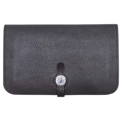 Pre-owned Hermes Black  Dogon Compact Wallet