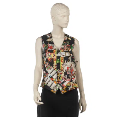 Pre-owned Hermes Hermès Black Kachinas Printed Silk Vest