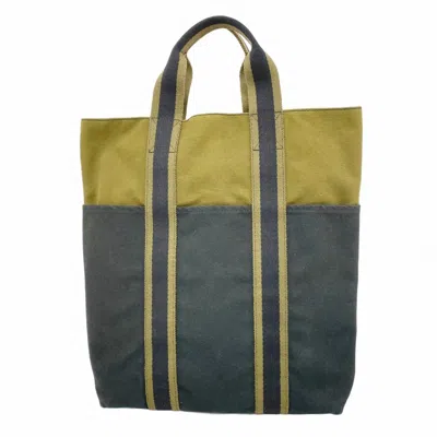 Pre-owned Hermes Black Khaki Canvas Tote Bag () In Multi