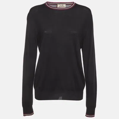 Pre-owned Hermes Black Knit Long Sleeve Sweater M